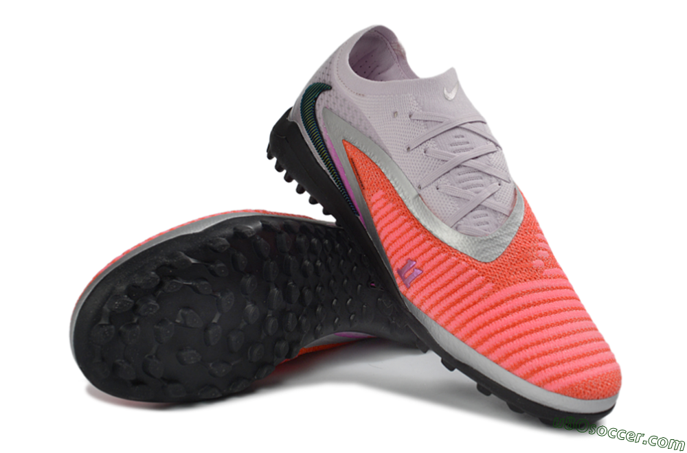 Nike Phantom 6 Elite Low TF Artificial Turf Soccer Shoes - Orange/Vibrant Coral/Soft Lilac 3