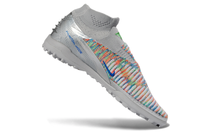 Nike Phantom 6 Elite High TF Artificial Turf Soccer Shoes - Gray/Vibrant Orange/Neon Green