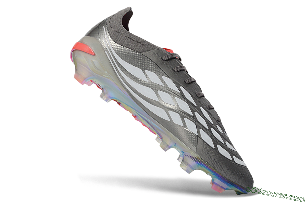 Adidas Predator 26 Elite FG Firm Ground Soccer Cleats - Gray/Electric Red/Rainbow Flash 4