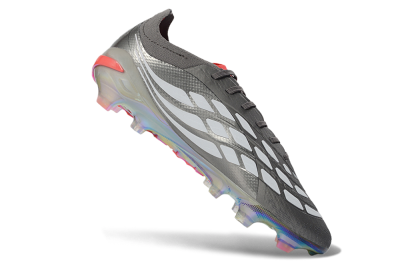 Adidas Predator 26 Elite FG Firm Ground Soccer Cleats - Gray/Electric Red/Rainbow Flash
