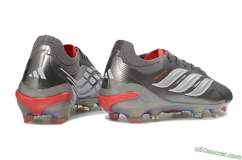Adidas Predator 26 Elite FG Firm Ground Soccer Cleats - Gray/Electric Red/Rainbow Flash 6