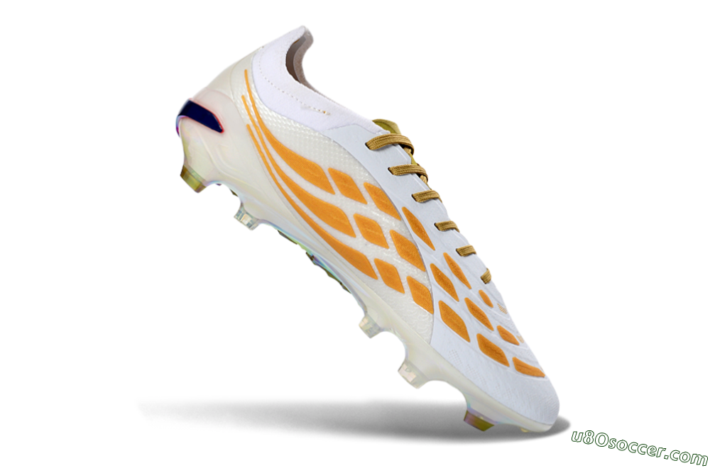 Adidas Predator 26 Elite FG Firm Ground Soccer Cleats - White/Gold Reflective/Sleek Silver 4