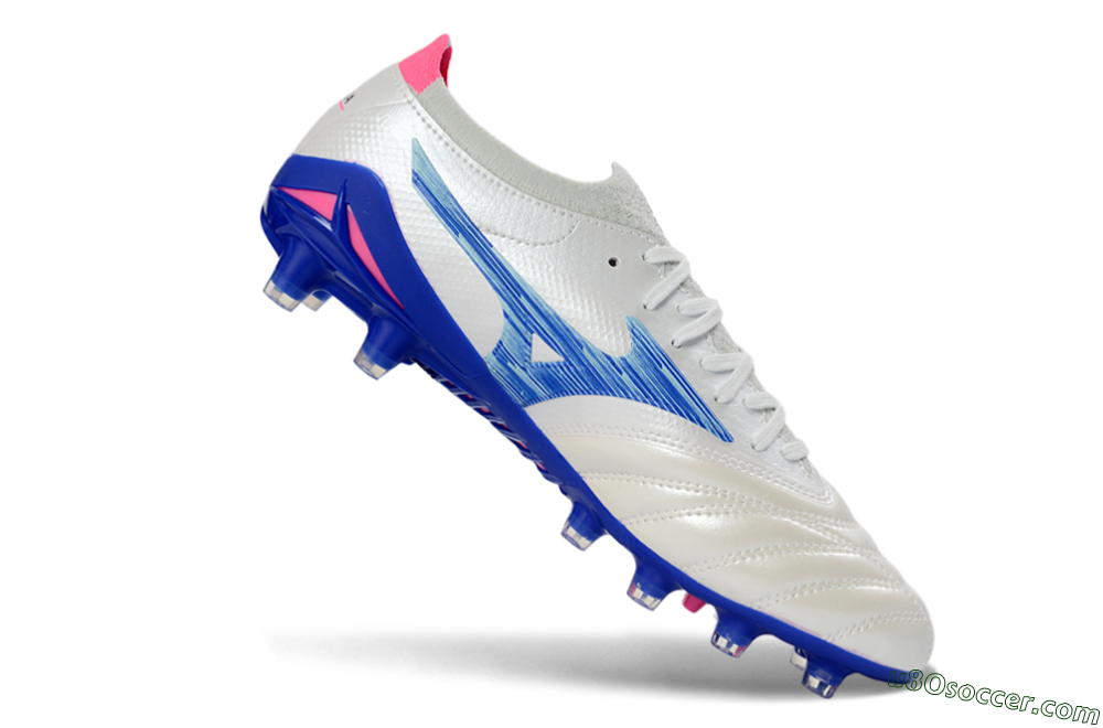Mizuno Morelia Neo 4 FG Firm Ground Soccer Cleats - White/Electric Blue/Pink Fusion 4