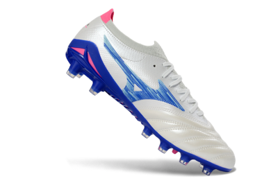 Mizuno Morelia Neo 4 FG Firm Ground Soccer Cleats - White/Electric Blue/Pink Fusion