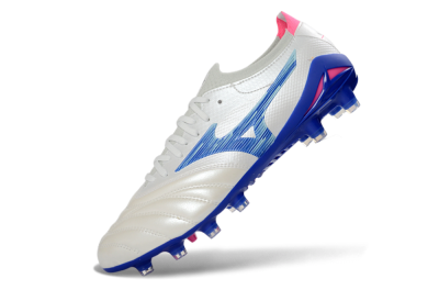 Mizuno Morelia Neo 4 FG Firm Ground Soccer Cleats - White/Electric Blue/Pink Fusion