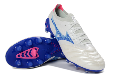 Mizuno Morelia Neo 4 FG Firm Ground Soccer Cleats - White/Electric Blue/Pink Fusion