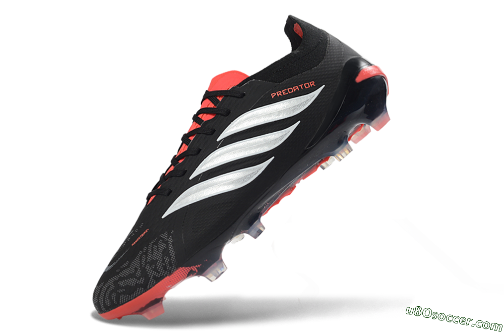 Adidas Predator 26 Elite FG Firm Ground Soccer Cleats - Black/Electric Red/Metallic Silver 5