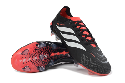 Adidas Predator 26 Elite FG Firm Ground Soccer Cleats - Black/Electric Red/Metallic Silver