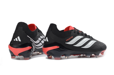 Adidas Predator 26 Elite FG Firm Ground Soccer Cleats - Black/Electric Red/Metallic Silver