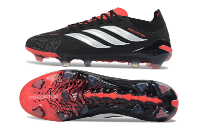 Adidas Predator 26 Elite FG Firm Ground Soccer Cleats - Black/Electric Red/Metallic Silver