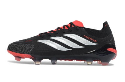 Adidas Predator 26 Elite FG Firm Ground Soccer Cleats - Black/Electric Red/Metallic Silver