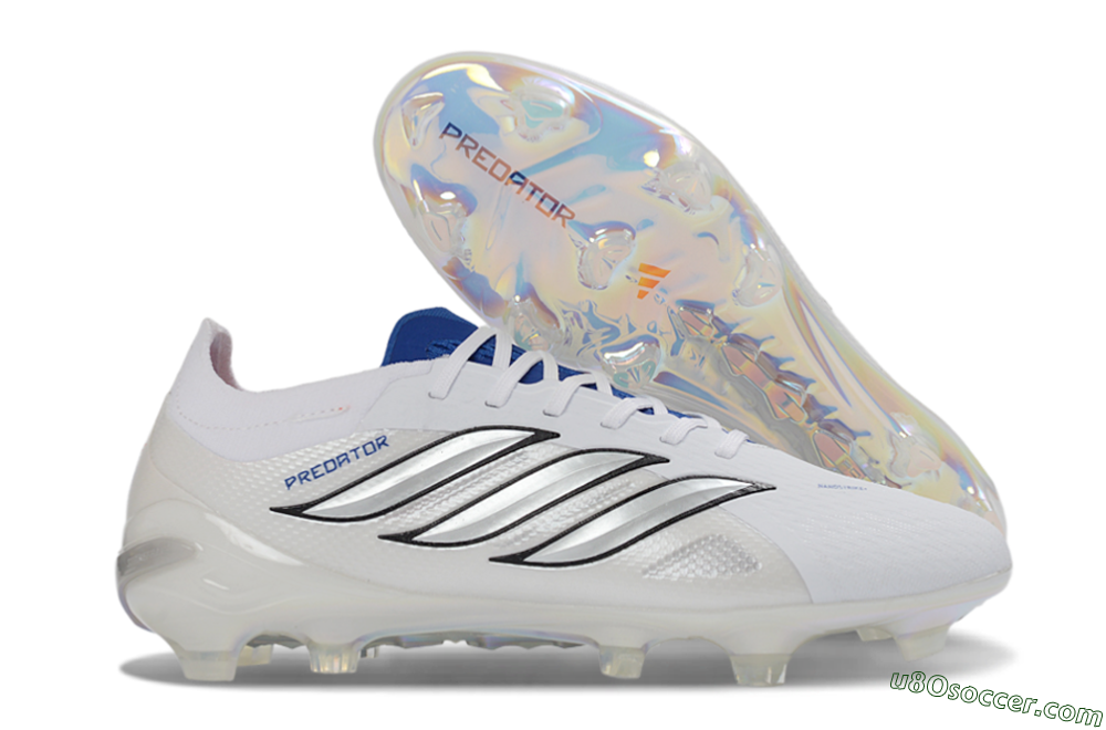 Adidas Predator 26 Elite FG Firm Ground Soccer Cleats - White/Sky Blue/Black 1