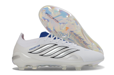 Adidas Predator 26 Elite FG Firm Ground Soccer Cleats - White/Sky Blue/Black