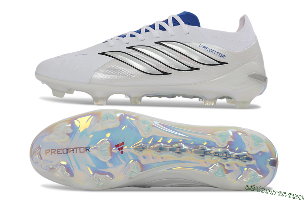 Adidas Predator 26 Elite FG Firm Ground Soccer Cleats - White/Sky Blue/Black 0