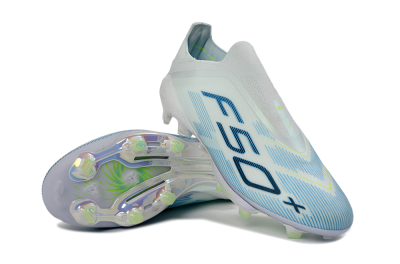 Adidas F50 Elite Lightstrike Pro Laceless FG Firm Ground Soccer Cleats - Blue/Ice Blue/Neon Green