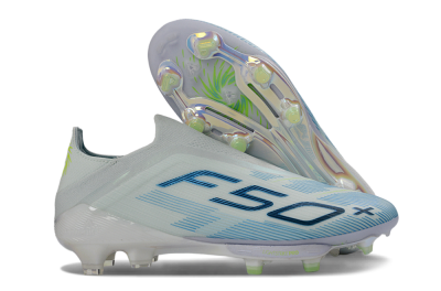 Adidas F50 Elite Lightstrike Pro Laceless FG Firm Ground Soccer Cleats - Blue/Ice Blue/Neon Green