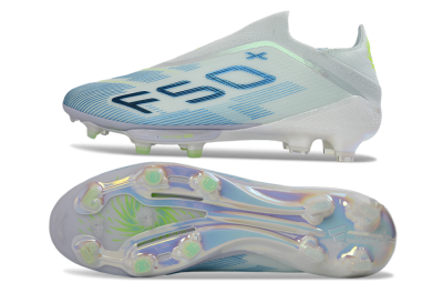 Adidas F50 Elite Lightstrike Pro Laceless FG Firm Ground Soccer Cleats - Blue/Ice Blue/Neon Green