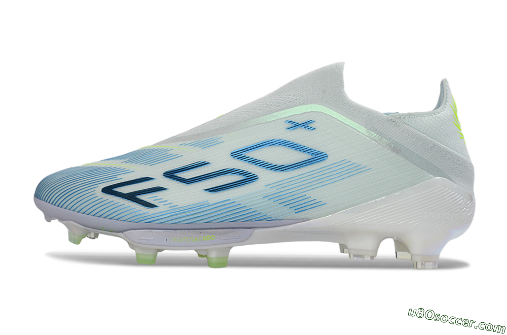 Adidas F50 Elite Lightstrike Pro Laceless FG Firm Ground Soccer Cleats - Blue/Ice Blue/Neon Green 2
