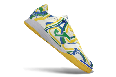 Joma Top Flex IC Indoor & Futsal Soccer Shoes - White/Sunny Yellow/Blue Lagoon