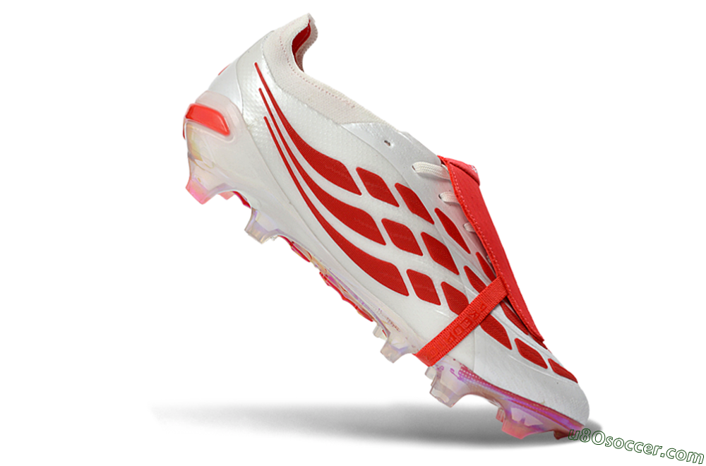 Adidas Predator 26 Elite Fold-Over Tongue FG Firm Ground Soccer Cleats - White/Solar Red/Black 4