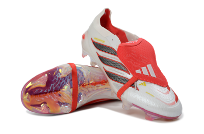 Adidas Predator 26 Elite Fold-Over Tongue FG Firm Ground Soccer Cleats - White/Solar Red/Black