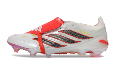 Adidas Predator 26 Elite Fold-Over Tongue FG Firm Ground Soccer Cleats - White/Solar Red/Black