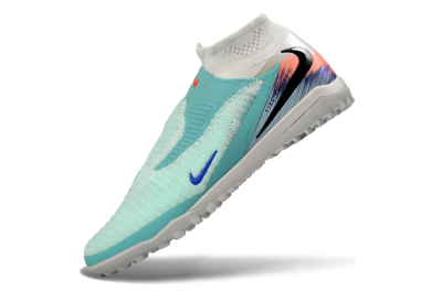 Nike Phantom 6 Elite High TF Artificial Turf Soccer Shoes - Aqua/Coral Burst/Able Blue