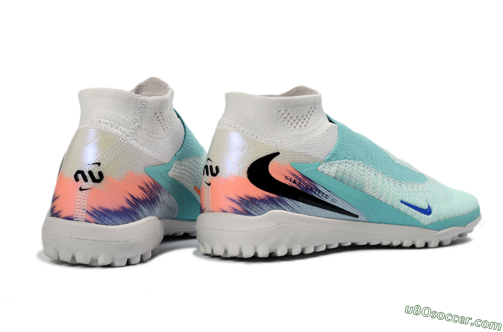 Nike Phantom 6 Elite High TF Artificial Turf Soccer Shoes - Aqua/Coral Burst/Able Blue 6