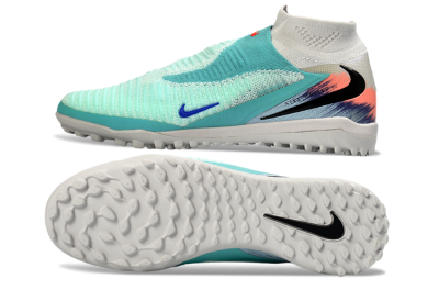 Nike Phantom 6 Elite High TF Artificial Turf Soccer Shoes - Aqua/Coral Burst/Able Blue