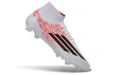 Adidas F50 Elite Mid FG Firm Ground Soccer Cleats - White/Crimson Rose/Sleek Black