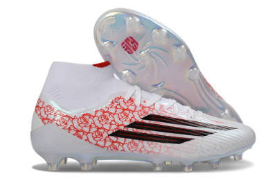 Adidas F50 Elite Mid FG Firm Ground Soccer Cleats - White/Crimson Rose/Sleek Black