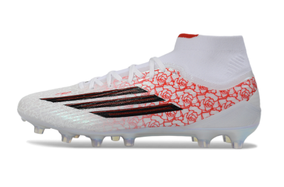 Adidas F50 Elite Mid FG Firm Ground Soccer Cleats - White/Crimson Rose/Sleek Black