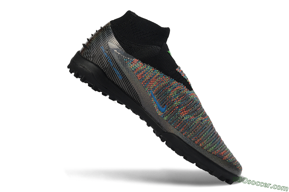 Nike Phantom 6 Elite High TF Artificial Turf Soccer Shoes - Black/Electric Green/Multicolor 4