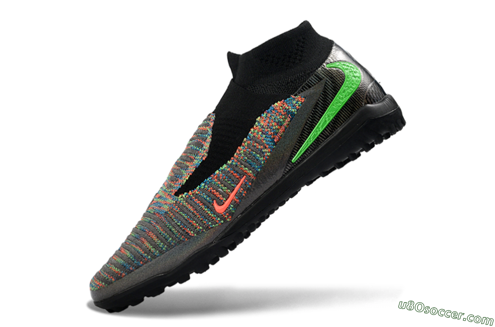 Nike Phantom 6 Elite High TF Artificial Turf Soccer Shoes - Black/Electric Green/Multicolor 5