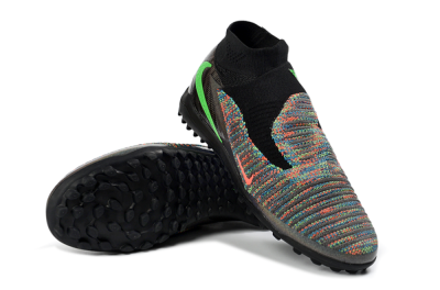 Nike Phantom 6 Elite High TF Artificial Turf Soccer Shoes - Black/Electric Green/Multicolor