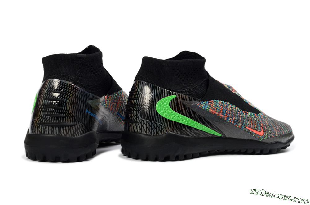 Nike Phantom 6 Elite High TF Artificial Turf Soccer Shoes - Black/Electric Green/Multicolor 6