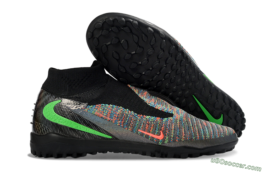 Nike Phantom 6 Elite High TF Artificial Turf Soccer Shoes - Black/Electric Green/Multicolor 1
