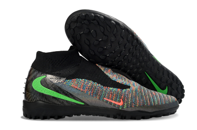 Nike Phantom 6 Elite High TF Artificial Turf Soccer Shoes - Black/Electric Green/Multicolor