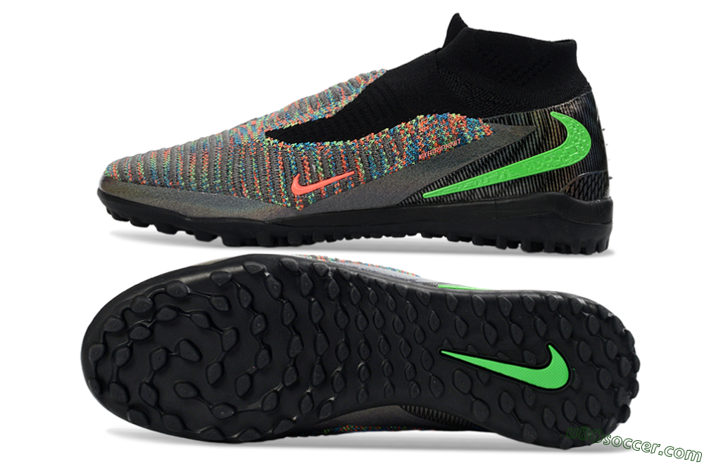 Nike Phantom 6 Elite High TF Artificial Turf Soccer Shoes - Black/Electric Green/Multicolor 0