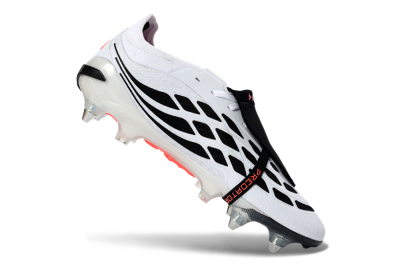 Adidas Predator 26 Elite Fold-Over Tongue FG Firm Ground Soccer Cleats - White/Vivid Pink/Black
