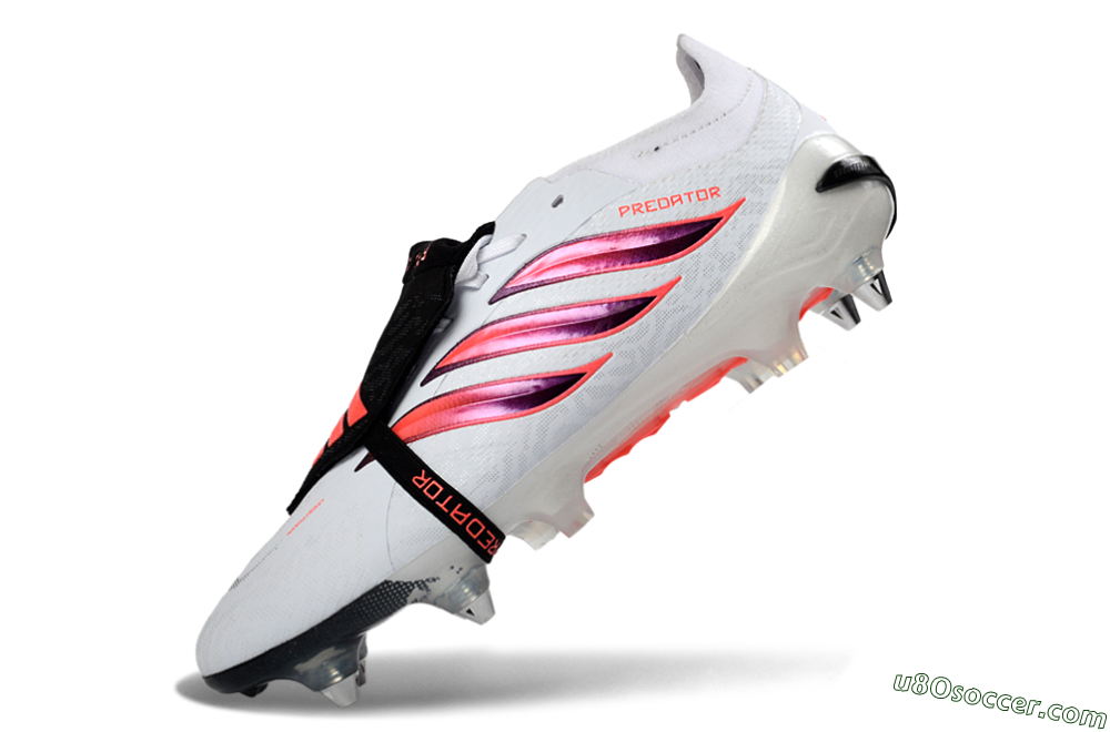 Adidas Predator 26 Elite Fold-Over Tongue FG Firm Ground Soccer Cleats - White/Vivid Pink/Black 5