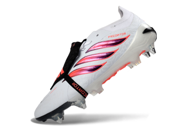 Adidas Predator 26 Elite Fold-Over Tongue FG Firm Ground Soccer Cleats - White/Vivid Pink/Black