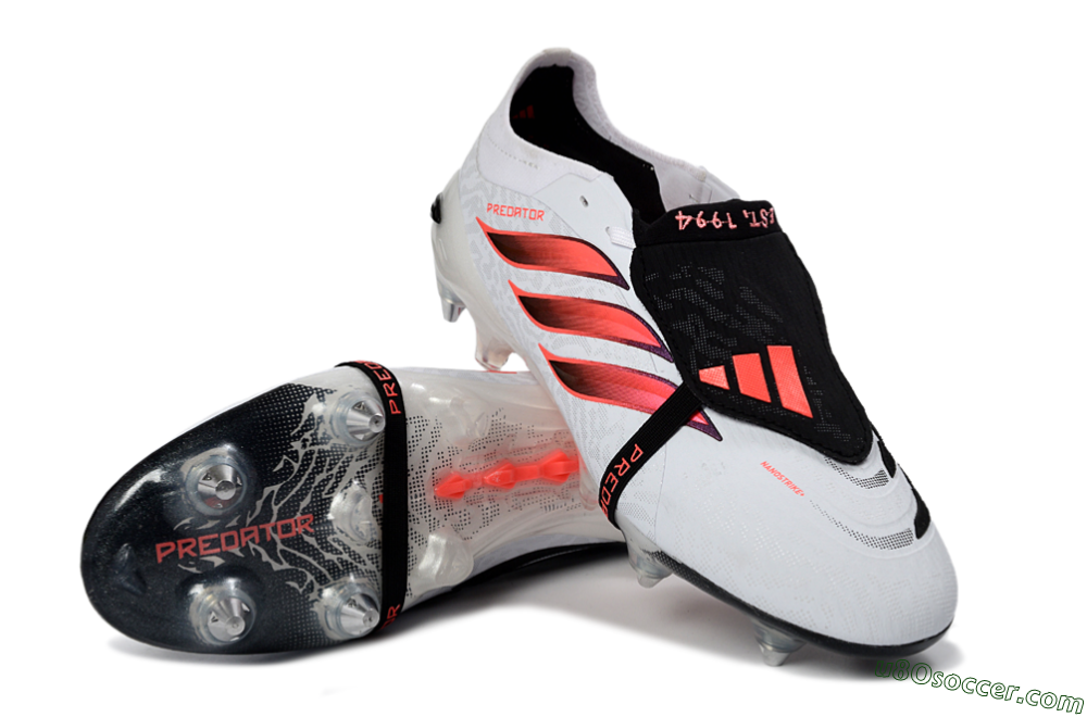 Adidas Predator 26 Elite Fold-Over Tongue FG Firm Ground Soccer Cleats - White/Vivid Pink/Black 3