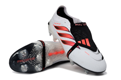 Adidas Predator 26 Elite Fold-Over Tongue FG Firm Ground Soccer Cleats - White/Vivid Pink/Black