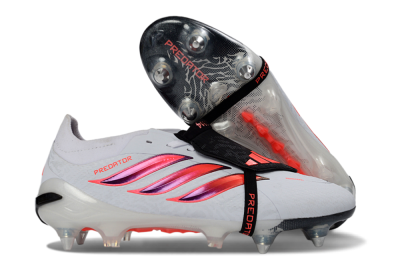 Adidas Predator 26 Elite Fold-Over Tongue FG Firm Ground Soccer Cleats - White/Vivid Pink/Black