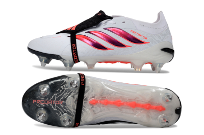 Adidas Predator 26 Elite Fold-Over Tongue FG Firm Ground Soccer Cleats - White/Vivid Pink/Black