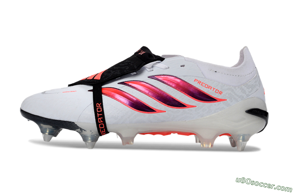 Adidas Predator 26 Elite Fold-Over Tongue FG Firm Ground Soccer Cleats - White/Vivid Pink/Black 2