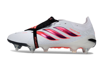 Adidas Predator 26 Elite Fold-Over Tongue FG Firm Ground Soccer Cleats - White/Vivid Pink/Black