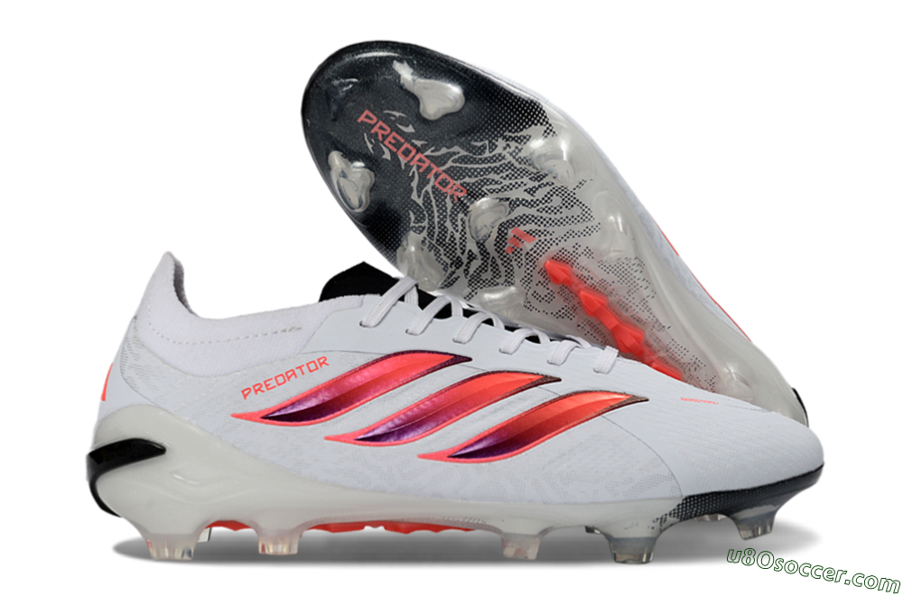 Adidas Predator 26 Elite FG Firm Ground Soccer Cleats - White/Fiery Red/Black 1