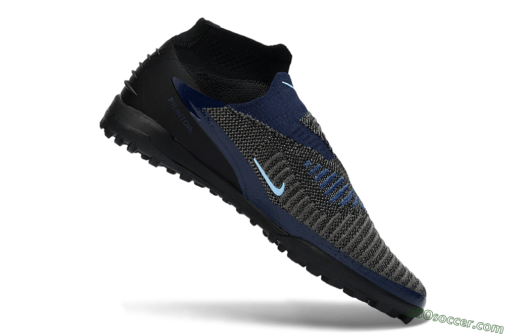 Nike Phantom 6 Elite High TF Artificial Turf Soccer Shoes - Black/Navy Blue/Dark Gray 4